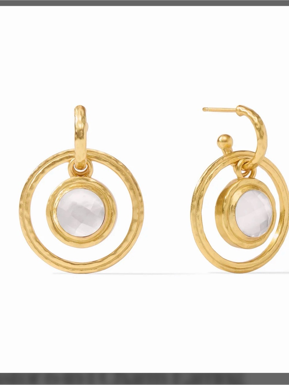 New Julie Vos Astor 6-in-1 Charm 24kt Gold Crystal and Glass Dangle Earrings
